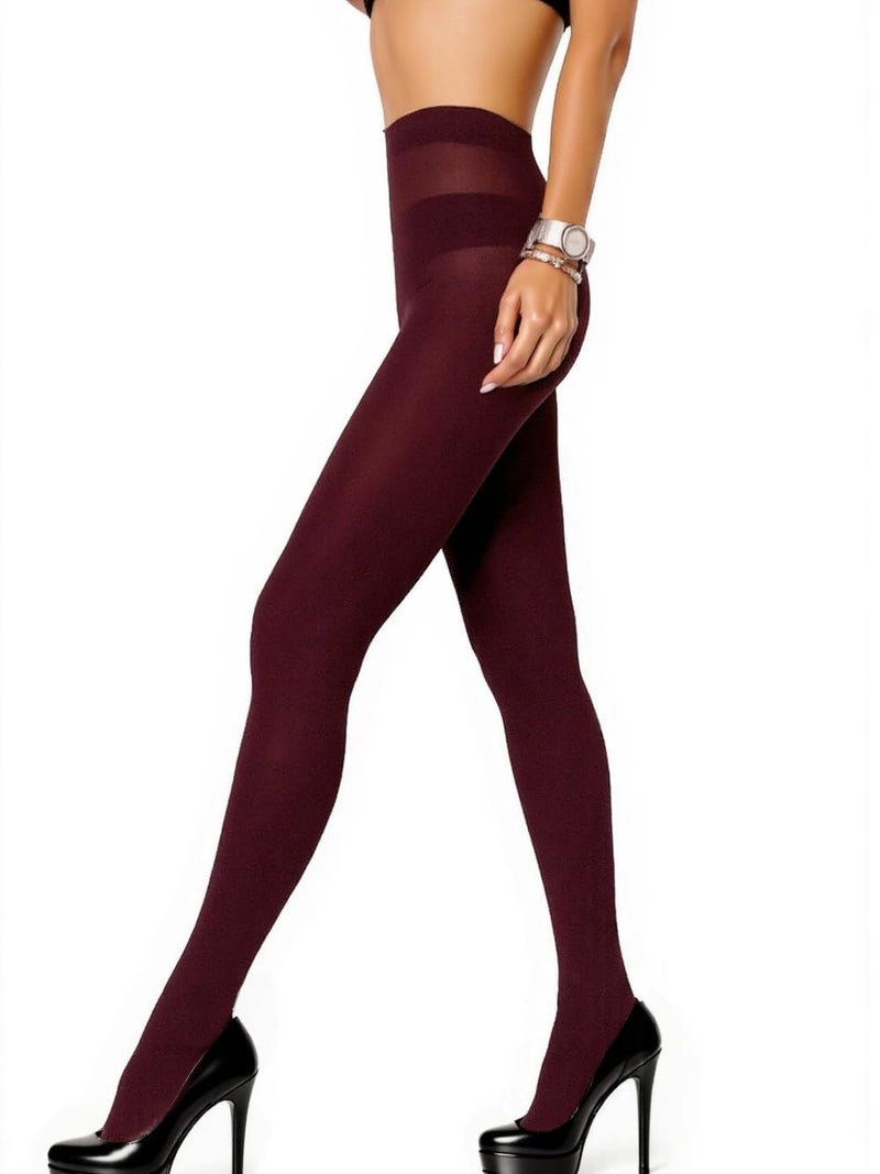 Mila Marutti Burgundy Tights for Women | Opaque Pantyhose - Burgundy, S - Image 1